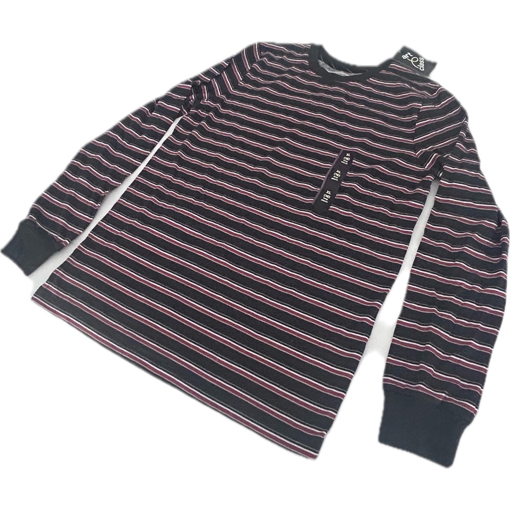 Art Class Long Sleeve Shirt Kids XL 16 Black Red Striped New Crew Neck Tee